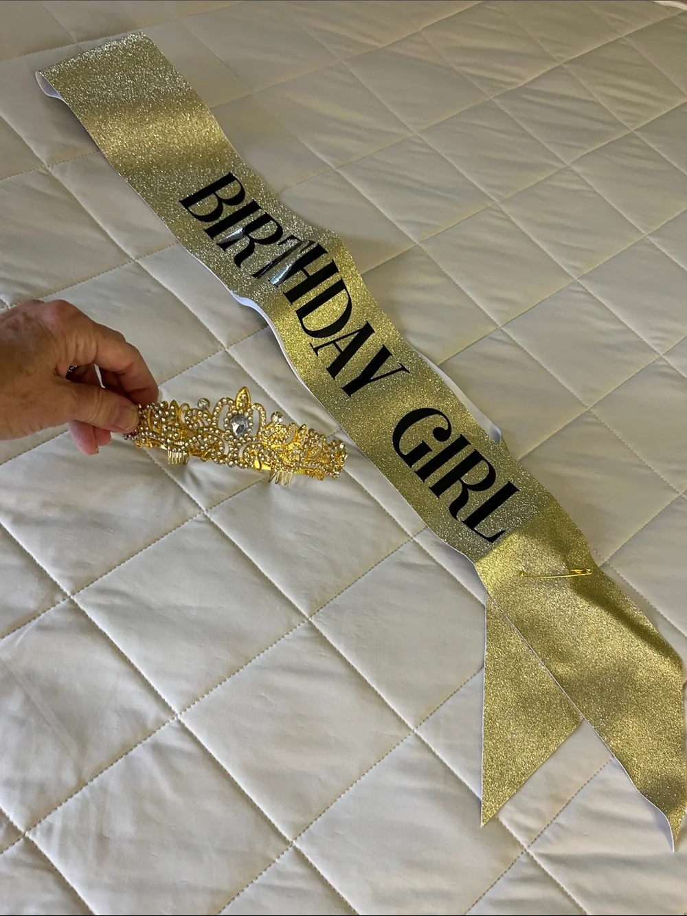 Birthday Girl Gold Sash and Tiara Set
